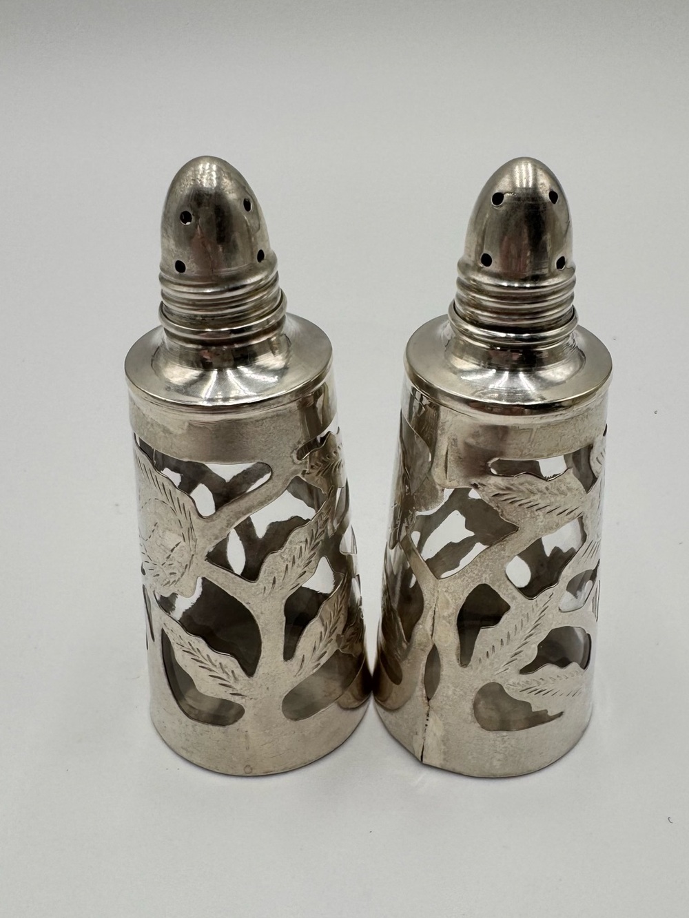Taxco Sterling Silver 925 Salt and Pepper shakers Marked Taxco 925 Sterling CH
